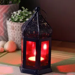 Aapno Rajasthan Black Ceramic Lantern - Set of 1-image-90