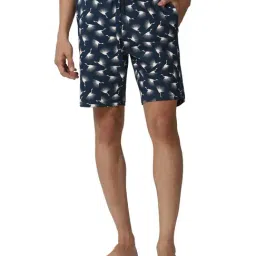 Peter England Navy Cotton Regular Fit Printed Shorts-picture-29