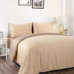 Maspar Colorart Viola Solid Beige 300 TC Cotton Queen Duvet Cover with 2 Pillow Case-image-66