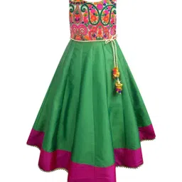 A.T.U.N. Green & Fuchsia Embroidered Anarkali-image-28