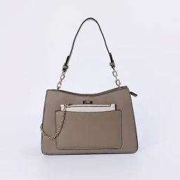 Code by Lifestyle Beige Textured Shoulder Handbag with Pouch-image-11