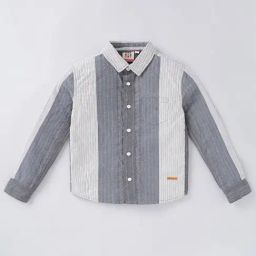 Ed-a-Mamma Kids Grey Cotton Striped Full Sleeves Shirt-image-78