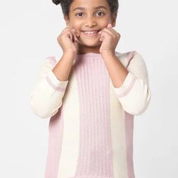 KIDS ONLY Kids Pink & Off-White Cotton Color Block Sweater-image-75