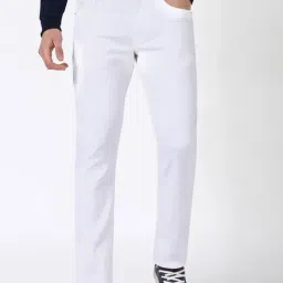 Peter England White Cotton Regular Fit Solid Jeans-picture-46