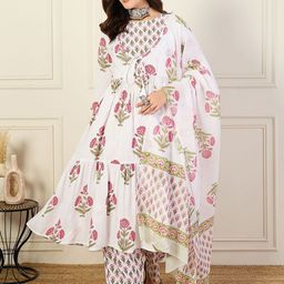 DIVASTRI Women Floral Printed Regular Kurta with Trousers & With Dupatta-picture-16