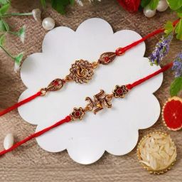 eCraftIndia Set of 2 Religious Rakhis for Brothers with Sibling Agreement & Roli Chawal Pack-image-75