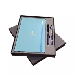 Parker ASTER Matte Blue Chrome Plated CT Roller Ball Pen with Blue Notebook (Blue), 8901198155560-picture-7