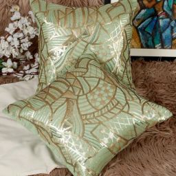 HOSTA HOMES Sequins Green Polyester Cushion Covers- Set of 2-image-9