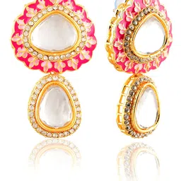 GRLIE Kundan Studded Teardrop Shaped Drop Earrings image 5