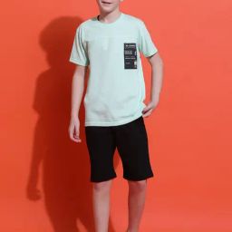 Li'L Tomatoes Green Graphic Shirt with Shorts-image-1