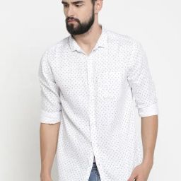 showoffff SHOWOFF White Cotton Slim Fit Printed Shirt-picture-30