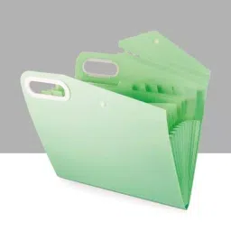 POLEN Vertical ‎Fullscape Expanding File Folder 12 Pocket Green with Plastic Handle image 2