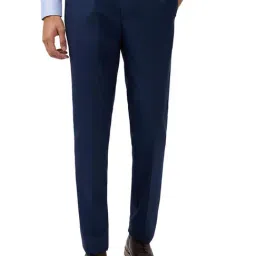 Park Avenue Blue Polyviscose Slim Fit Houndstooth Formal Trosuers-picture-1