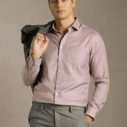 Louis Philippe Pink Cotton Slim Fit Texture Shirt-picture-15