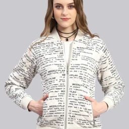 Monte Carlo Off White & Black Wool Graphic Print Jacket-image-95
