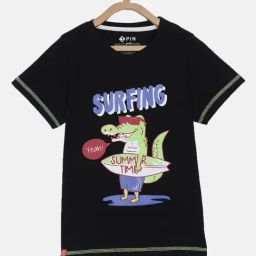 3PIN Boys Black Cotton Printed T-Shirt-picture-29