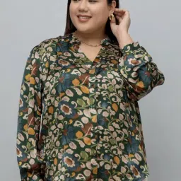 PURYS Green Printed Casual Shirt-image-84