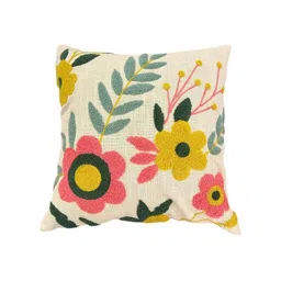 JASMEY HOMES White & Pink Embroidered Square Cotton Cushion Covers-picture-29