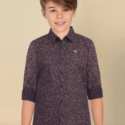 Allen Solly Kids Purple Printed Slim Fit Shirt-image-83