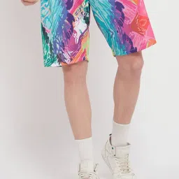 Edrio Multicolored Cotton Relaxed Fit Printed Shorts-picture-22