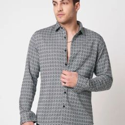 VASTRADO Core Fashion Grey Regular Fit Printed Shirt-image-92