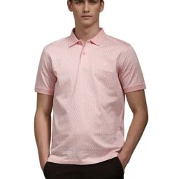 Louis Philippe Pink Cotton Regular fit Self Polo T-shirts-picture-12