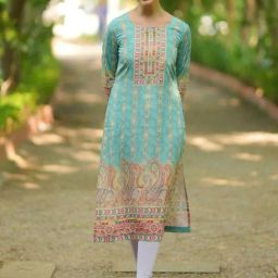 Libas Sky Blue Printed Straight Kurta-image-86