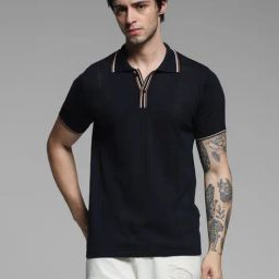 Jack & Jones Blue Cotton Slim Fit Striped Polo T-Shirts-picture-17