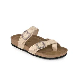 Mast & Harbour Women Textured Open Toe Flats with Buckle-21