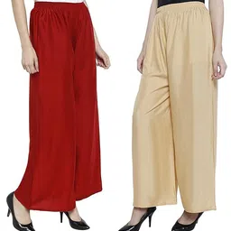 CHANDERKASH Women Pack Of 2 Relaxed Straight Leg Loose Fit Easy Wash Trousers-image-126