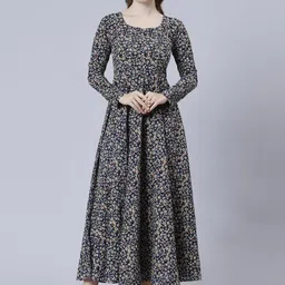 DHAKRE FASHION Women Geometric Printed Flared Sleeves Floral Crepe Anarkali Kurta-image-73