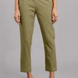 W Olive Regular Fit Straight Pants-18