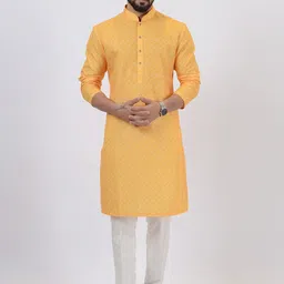 azania Men Bandhani Printed Regular Kurta with Pyjamas-13
