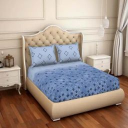 Spaces Atrium Plus Blue Cotton 210 TC Bed Sheet Set-image-98