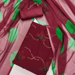 SHADOW & SAINING Floral Embroidered Sequinned Silk Georgette Unstitched Dress Material-image-93