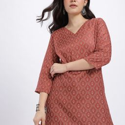 Anouk Rustic Ethnic Motif Printed V-Neck Straight Kurti-picture-47