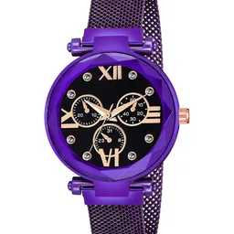 Gopal Shopcart Unisex Embellished Dial & Bracelet Style Straps Analogue Watch Mina Black dial Purple-26