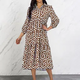 Sugathari Women Abstract Printed Fit And Flare Midi Dress autumn summer 25-image-97