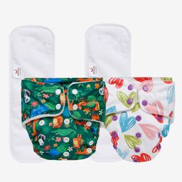 Mylo Baby Freesize Adjustable Cloth Diapers with 2 Free Insert Oeko Tex Certified Pack of 2 - Heart Doodles Jungle Multicolour-image-78