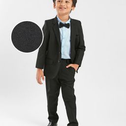 Mark & Mia Full Sleeves Solid Colour Party Suit With Bow - Black-image-49