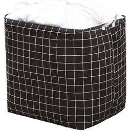 House of Quirk Square Storage Baskets Waterproof Canvas Children Laundry Nursery Hamper- Black Check-picture-37
