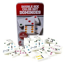 YAMAMA Domino Game Double Six Dot Color Dominoes 28 Pieces Domino Set For 2-4 Players Fun Entertaining Travel And Family Parties Game For Kids Adults And Friends Family  Multicolor-16