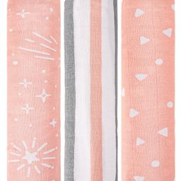 ZOE 100% Cotton Muslin Multipurpose Swaddle Wrapperswith Abstract PrintPack of 3 - Pink-image-88