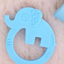 R for Rabbit Elephant Shaped Tiny Bites Zoobie Teether - Blue-9