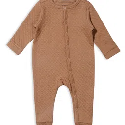 My Milestones Full Sleeves Solid Quilted Romper - Brown-picture-39
