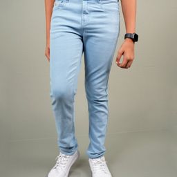 Knit N Knot Denim Solid Stretchable Jeans - Light Blue-image-49
