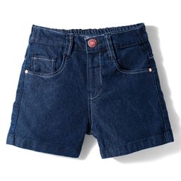 Babyhug Denim Mid Thigh Washed Shorts With Stretch - Navy Blue-image-78