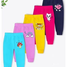 Trampoline Cotton Blend Pack Of 5 Cat & Heart Printed Pajamas - Multi Colour-picture-25