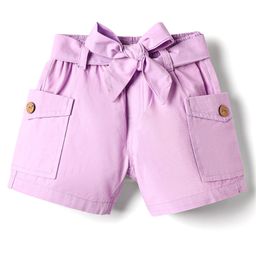 Babyhug Twill Woven Mid Thigh Solid Coloured Shorts With Side Pockets & Belt - Lavender-image-47