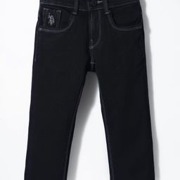 US Polo Assn Cotton Knit Full Length Solid Colour Jeans - Black-image-78